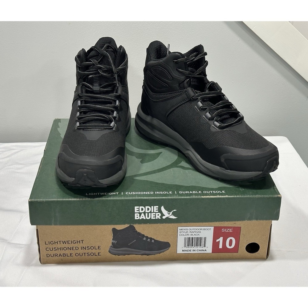 EDDIE BAUER Black RAPOZA OUTDOOR HIKING TRAIL SNEAKER BOOTS MENS 10 *NEW*